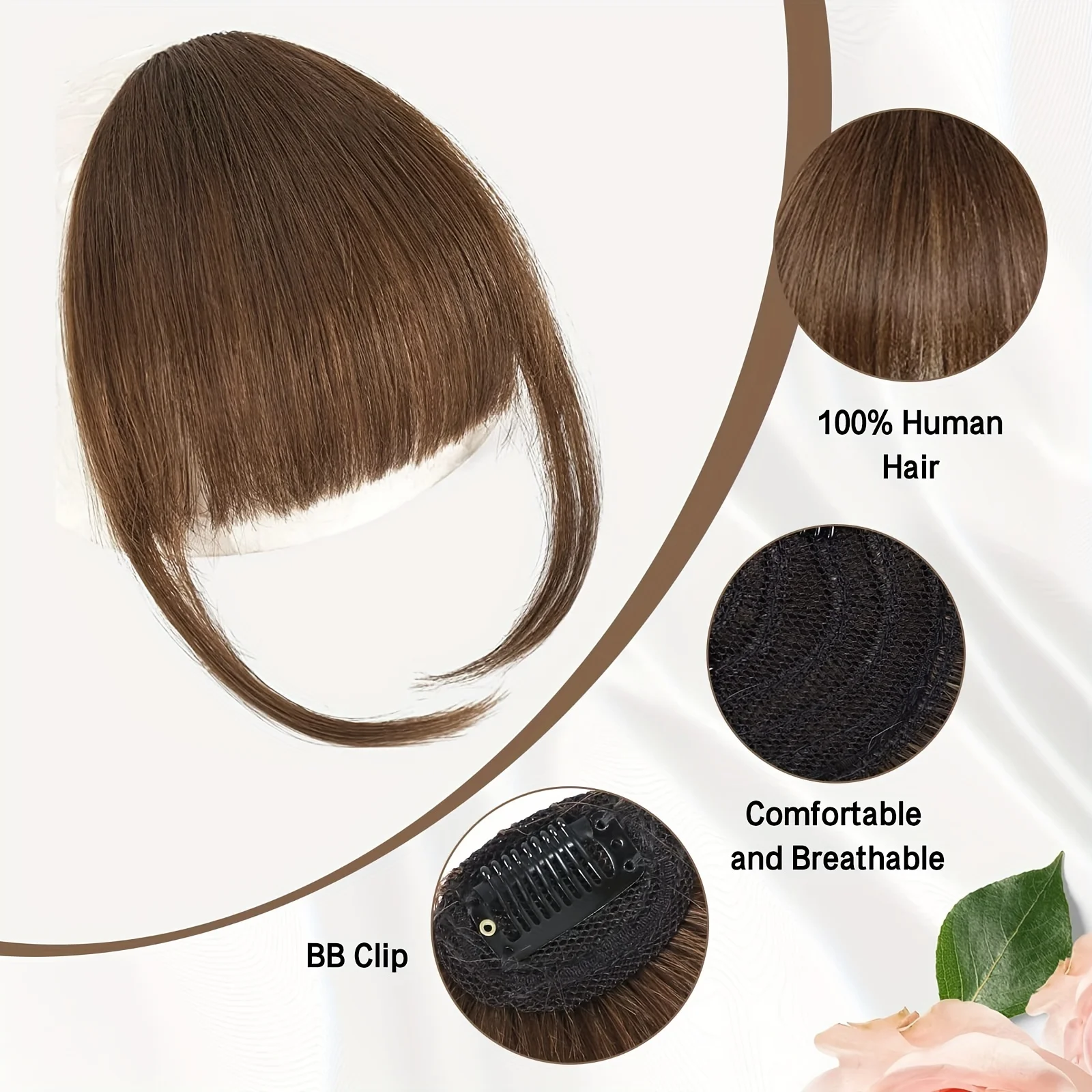 YYong Transform Your Look Instantly with Clip-In Human Hair French Bangs & Temples Hairpieces