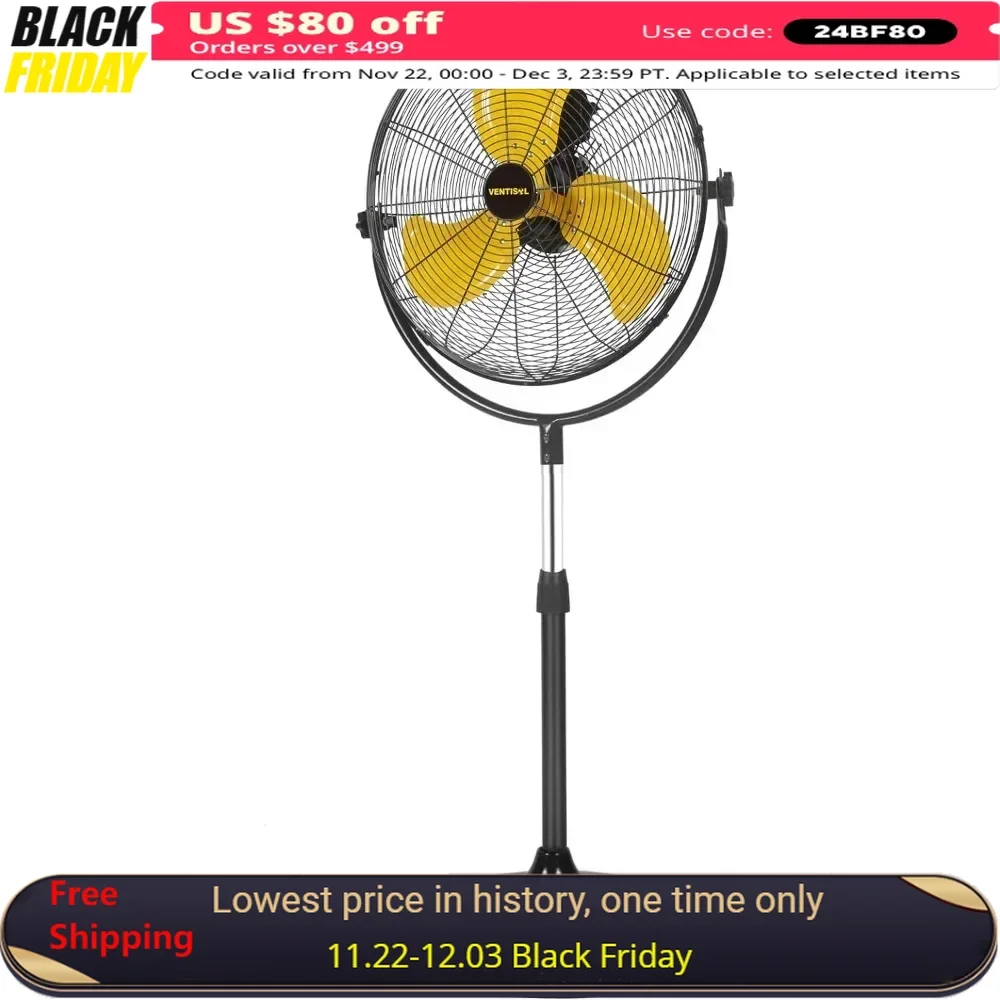 Pedestal Fan, 3-Speed High Velocity Stand Up Fans, 4,200CFM Heavy-duty Standing Fans, Pedestal Fan