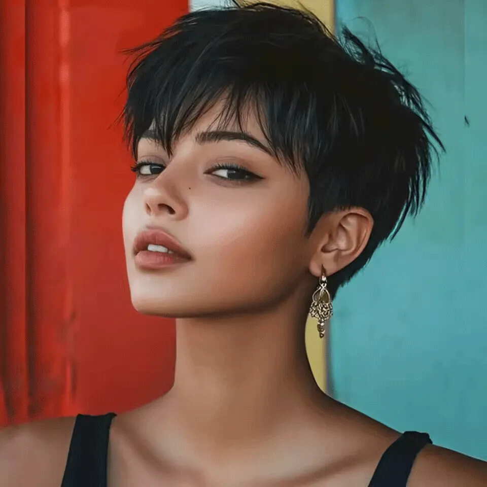 

Short PIxie Cut Human hair WIgs Full machine made wigs of Remy Brazilian Human Hair with Color Black Red and Brown On sale
