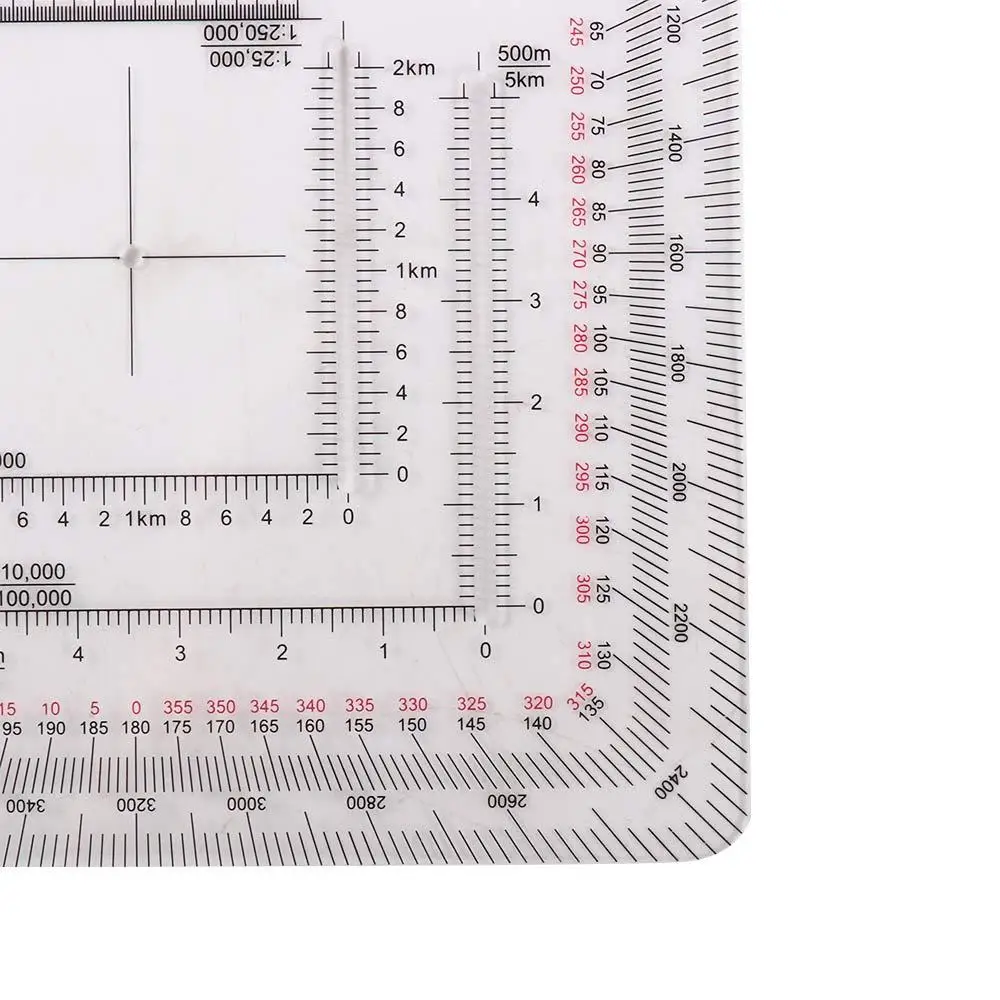 เครื่องมือไม้บรรทัดสแควร์สําหรับทางเทคนิค MP-5 Land Navigation ไม้โปรแทรกเตอร์พิกัด Scale ไม้โปรแทรกเตอร์วัดไม้บรรทัดแผนที่ไม้โปรแทรกเตอร์