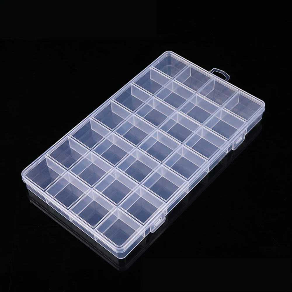 24/28 Grid Rectangle Plastic Jewelry Box Compartment Storage Box Case Jewelry Earring Bead Craft Display Container Organizer