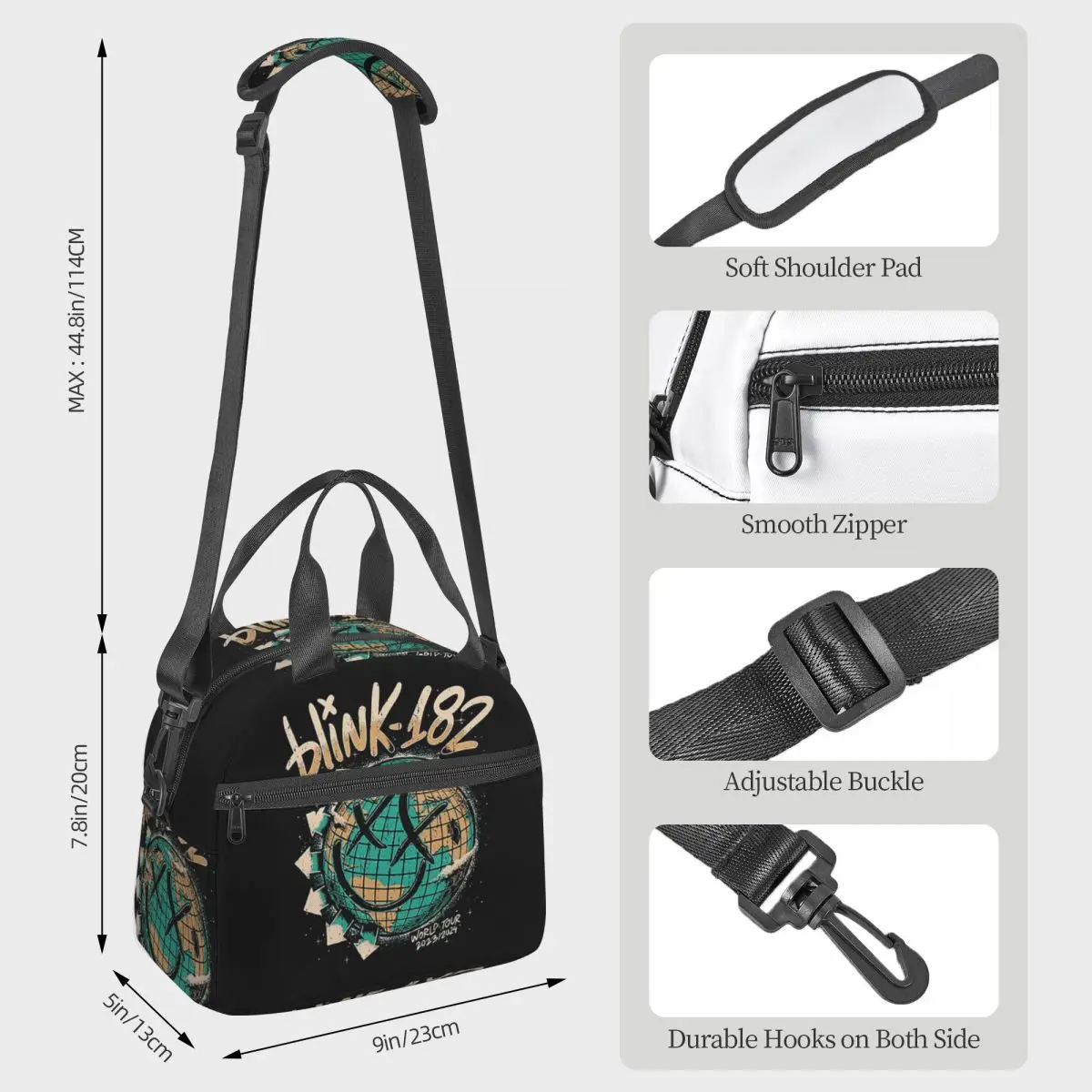 Blink 182 Punk Smile Lunch Bags Insulated Bento Box Resuable Lunch Tote Picnic Bags Thermal Bag for Woman Work