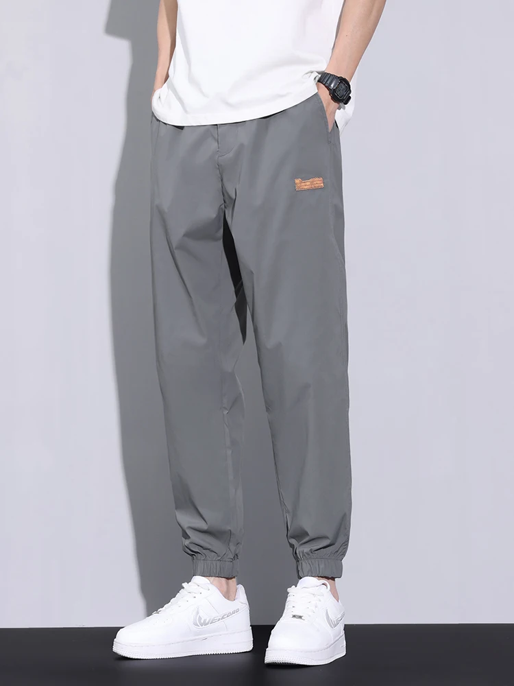 Spring Summer Breathable Comfortable Thin Men's Pants Elastic Waist Male Jogging Stretch Casual Grey Cargo Trousers M-5XL