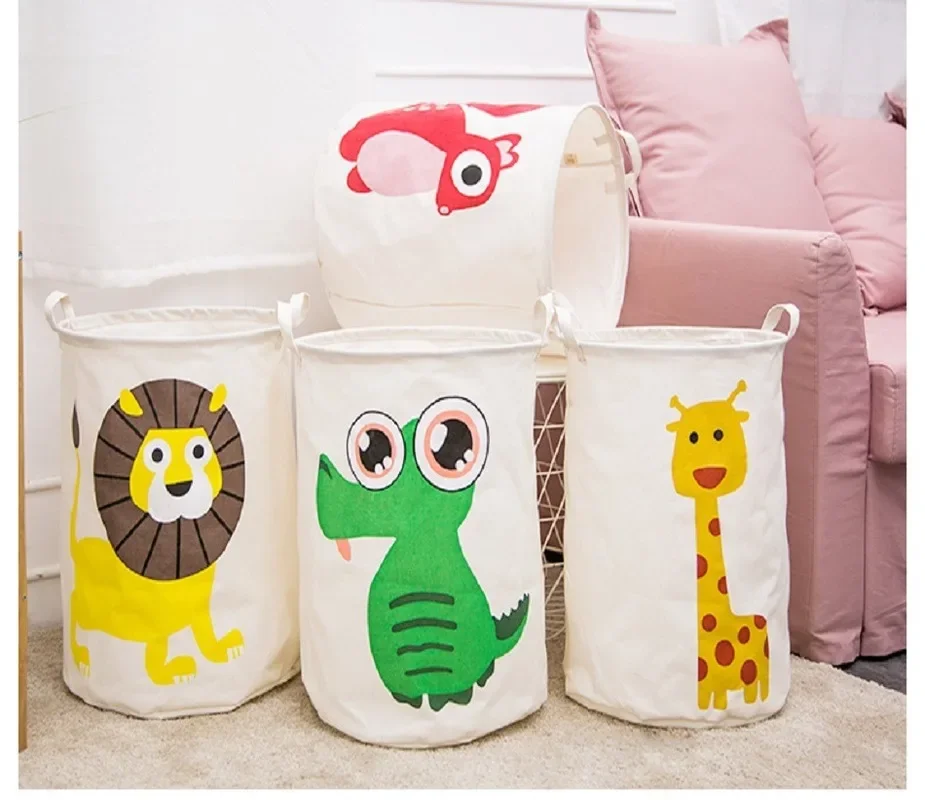 

Folding Laundry Basket Cartoon Storage Barrel Standing Toy Clothing Storage Bucket Laundry Organizer Holder Pouch for Kids Gift