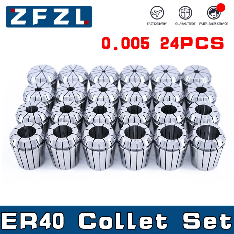 24PCS ER40 Spring Collet Chuck Set High Precision 3-26mm Tool Holder for CNC Machining Center Engraving