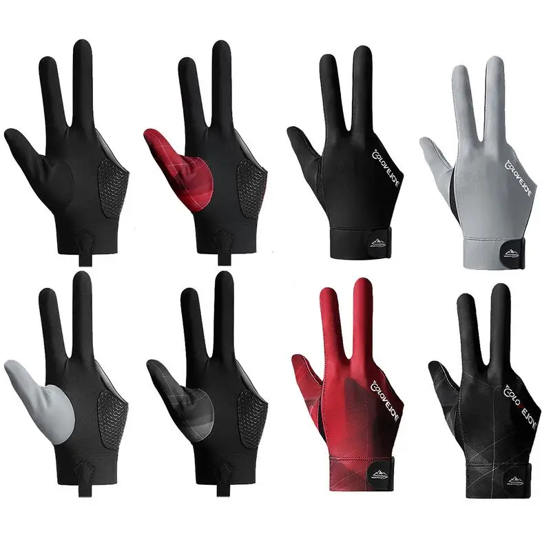 Billiard Three Finger Gloves Elasticity Snooker Billiards 8 Balls 9balls Gloves Billiard Amateur Training Gloves Accessories