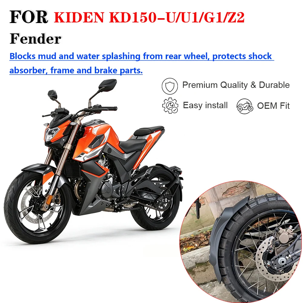 Motorcycle Vintage Style Modified Rear Mudguard, Rear Wheel Splash Water Guard Mud Flap For KIDEN KD150-U KD150-U1 KD150-G1 KD15