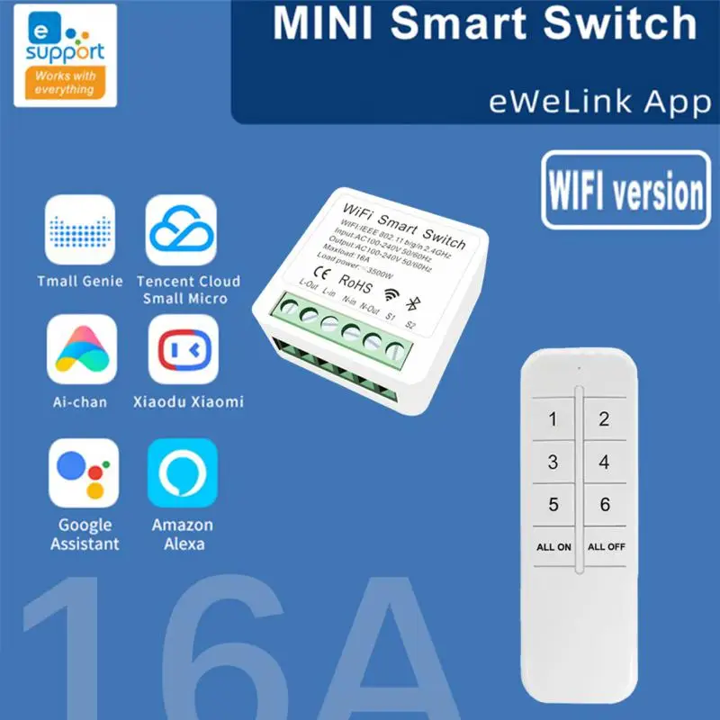 EWeLink Wifi 16A MINI Smart Switch Supporte APP Control Timer Wireless Switches Automation Breaker Works With Alexa Google Home