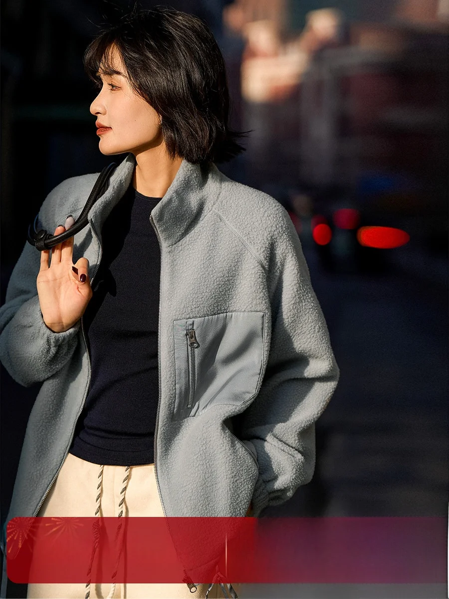 

XiaoHanGe American Sle Lamb бархатное вязаное шерстяное повседневное пальто с воротником-стойкой длинное све теплое женское пальто из полиэфирного волокна