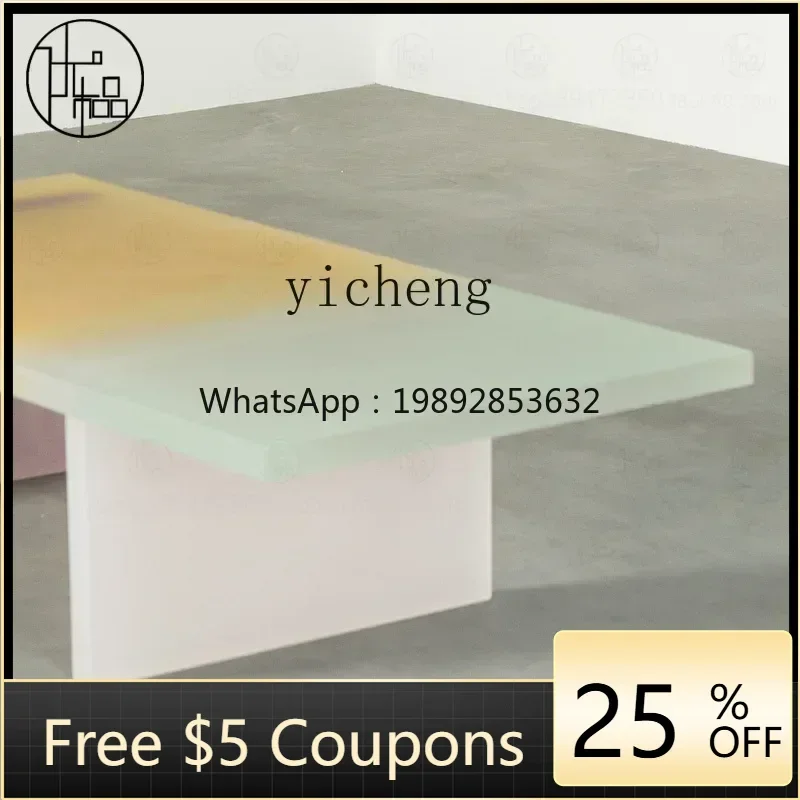 

DD matte rectangular coffee table living room small apartment retro modern simple acrylic coffee table