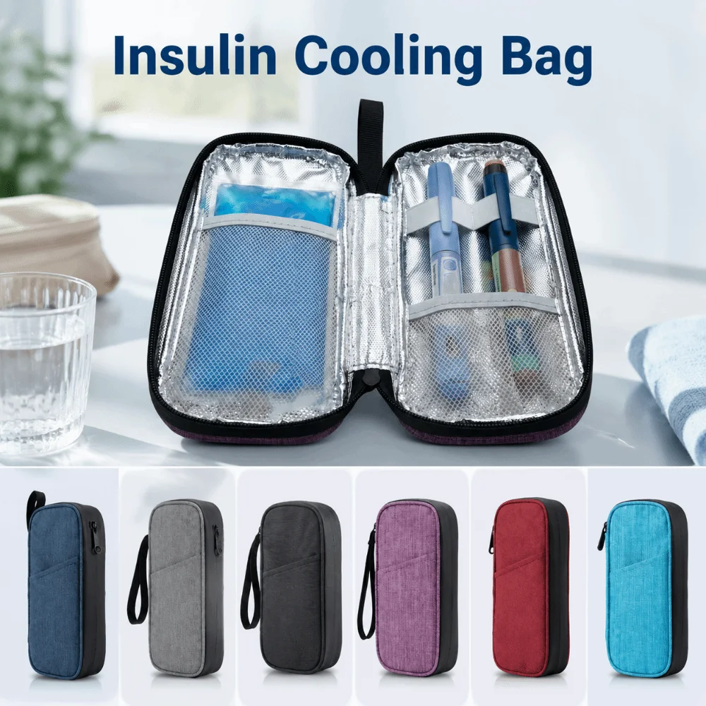 Shockproof Insulin Cooling Bag Waterproof Dust-proof Glaciated Cold Storage Bag Solid Color Portable Insulin Pens Storage Box