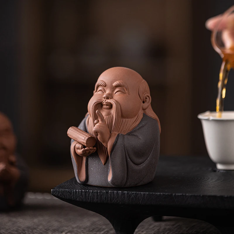 New Chinese Zen-Style Historical Figure Zisha Confucius Craft Ornament, Small Decoration For Study Room, Teacher'S Day Gift