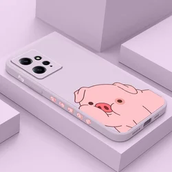Little Fat Pig Phone Case For Xiaomi Redmi Note 14 13 12 12S 11 11S 10 10S 9 9S Pro Plus 4G 5G Liquid Silicone Cover