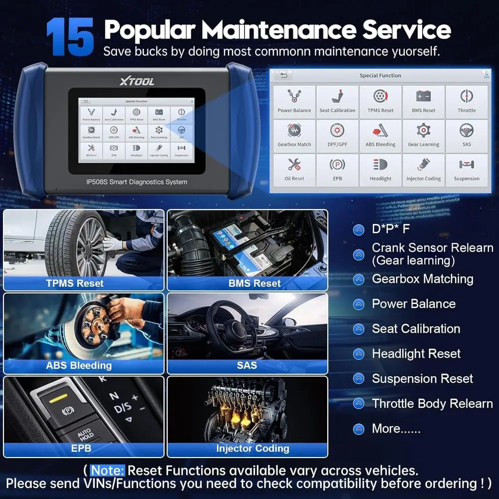2 Scanner Diagnostic Tool IP508S: Code Reader for Cars & Trucks with 15 Resets, Crank Sensor Relearn, ABS Bleed, CAN FD for GM,