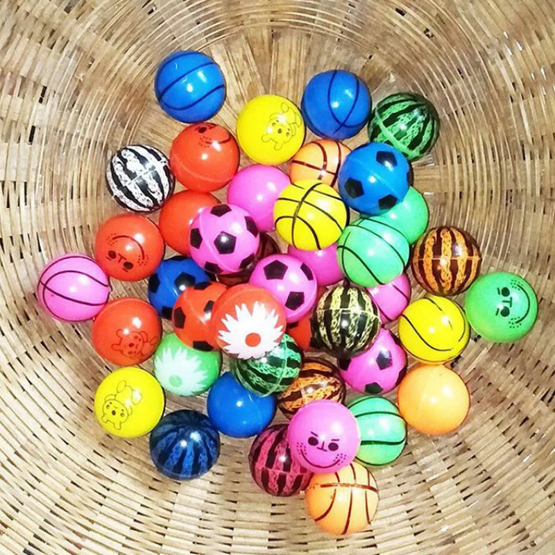 24PCS Bouncing Balls Funny Gifts For Kids Party Favors Rubber Vending Machine Toys Mixed Pattern Balle Rebondissante 32MM