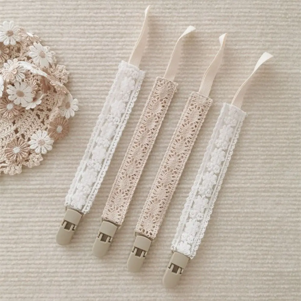 لطيف الدانتيل الطفل القماش هوة سلسلة الأزهار عضاضة اللعب الأشرطة مهديء حامل الدمية كليب قابل للتعديل الحلمة حامل كليب طفل #2