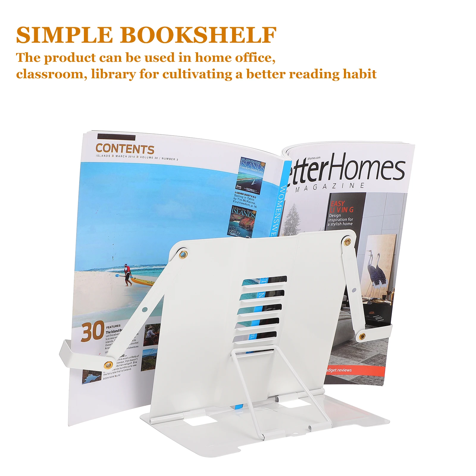 

Music Stand Portable Metal Bookshelves Desktop Bookshelf Household White Iron Student Reading Holder