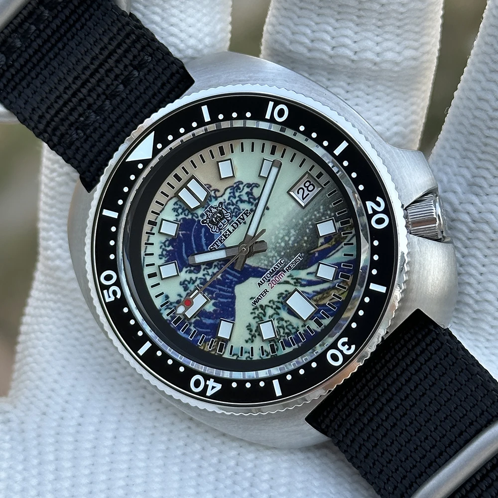 STEELDIVE Official SD1970J 44MM NH35 Movement Automatic 200M Dive Watch Sapphire Glass Transparent AR Coating Ceramic Bezel