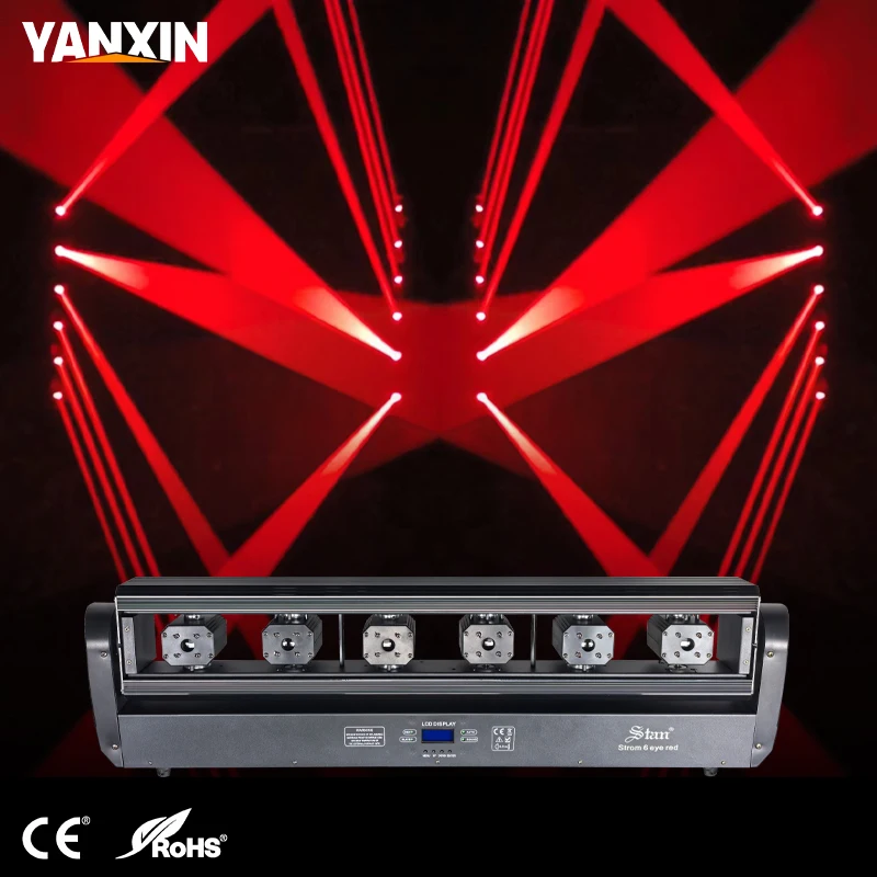 6 Eyes Red Laser Moving Head Light 150W DMX512 Beam Stage Light Sound Activated Auto Rotating Laser Light for Bar KTV Party Club
