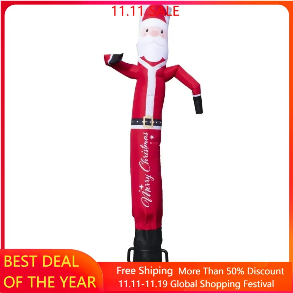 Christmas Santa Claus Inflatable Tube Man Air Powered Waving Puppet, Air Blower Motor Included with Solid Colored Dancer