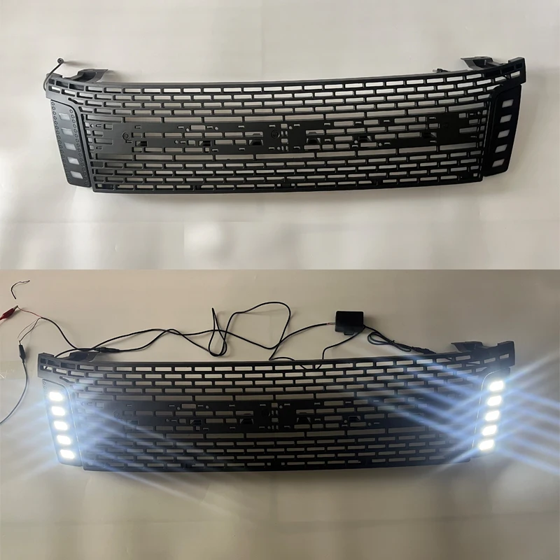 Modified LED Front Grill For Ranger T6 Wildtrak TXL 2012 2013 2014  ABS Front Bumper Grills Mesh Racing Grill Grilles