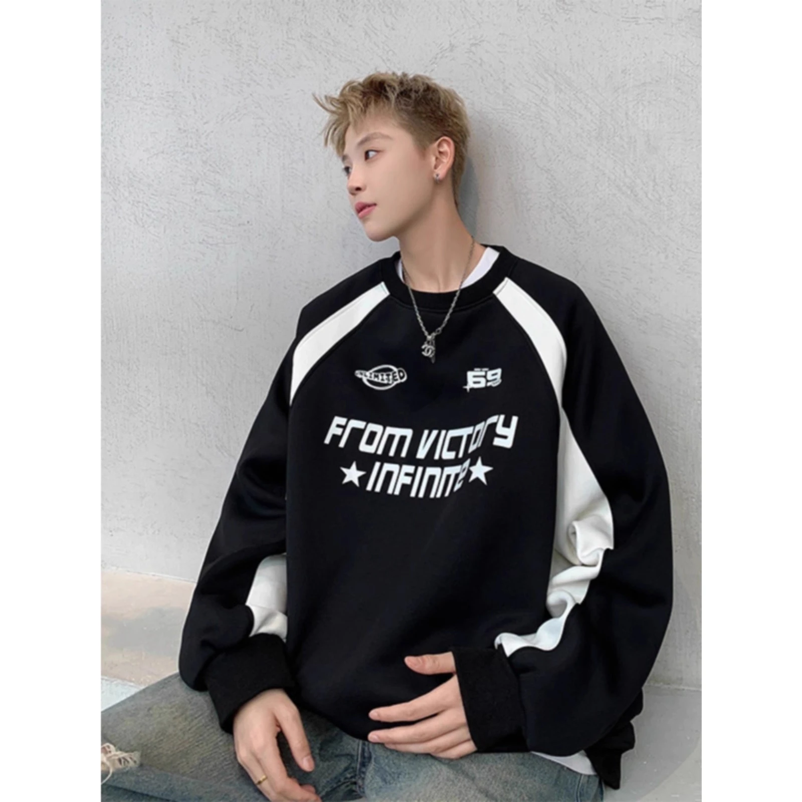 

Мужская толстовка оверсайз 300-мешочек, осенне-зимняя американская свободная крутая теплая цветная мотоциклетная куртка, верхняя одежда