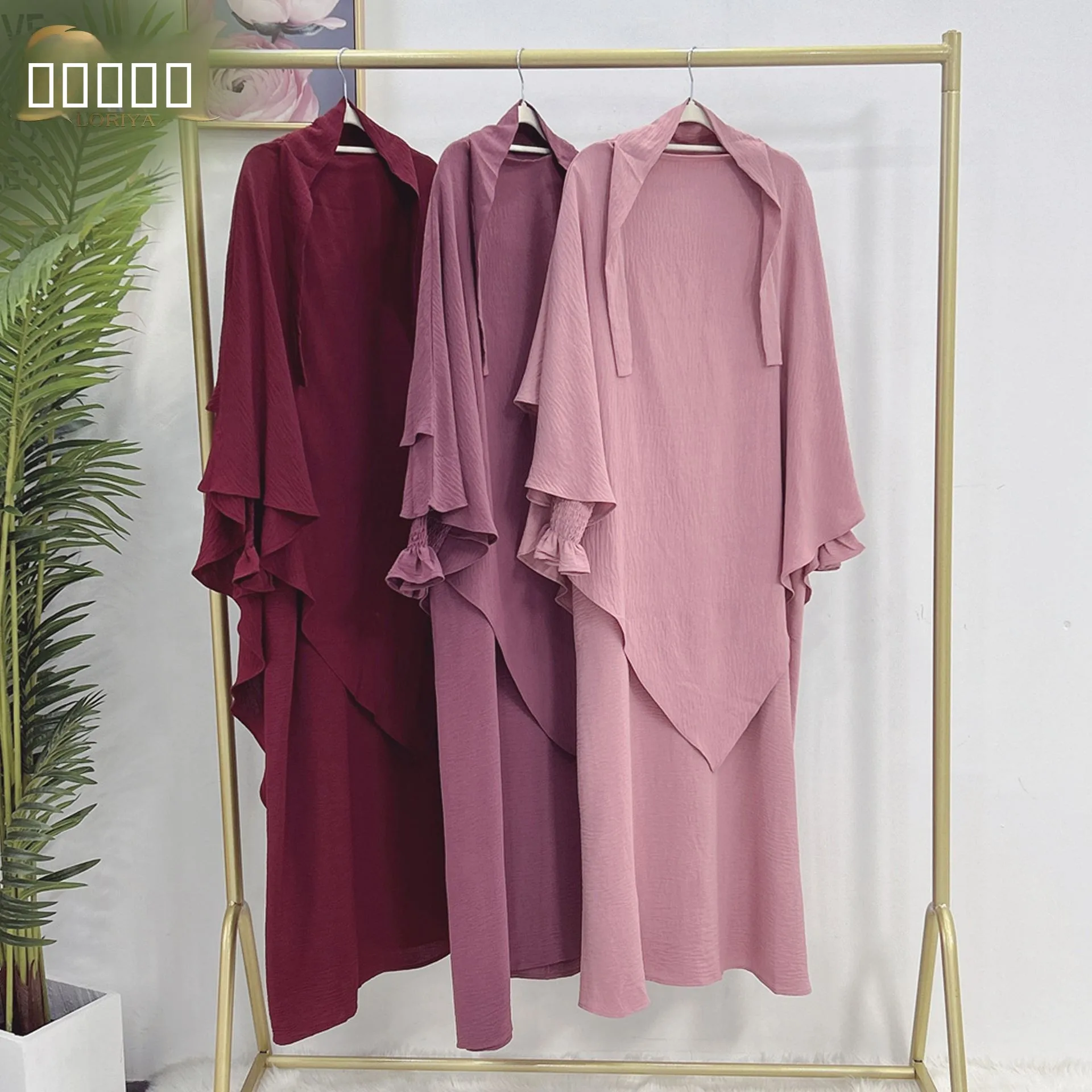 

Новинка 2024: Классическое женское платье-фонарик Dubai Color Dr с головным платком LR59HJ908, ультракороткое