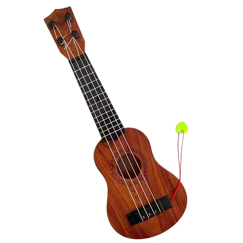 17in crianças ukulele guitarra 4 cordas mini guitarra crianças instrumentos musicais brinquedos com palhetas para crianças meninos meninas durável