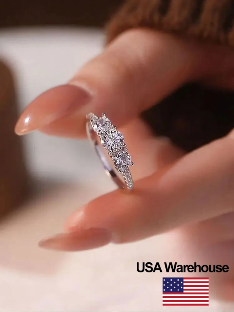 925 فضة الموضة الكلاسيكية 0.5ct الزركون خاتم دائري للنساء الذكرى المشاركة الزفاف الفاخرة مجوهرات عالية الجودة #1