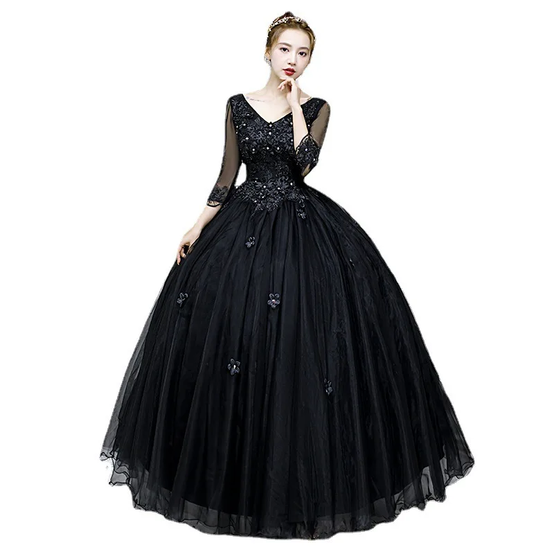 CaiSha 2025nuovo costume da spettacolo solista in stile, abito da esame d'arte corale, gonna a sbuffo in stile foresta sognante, abito da sera lungo per banchetti