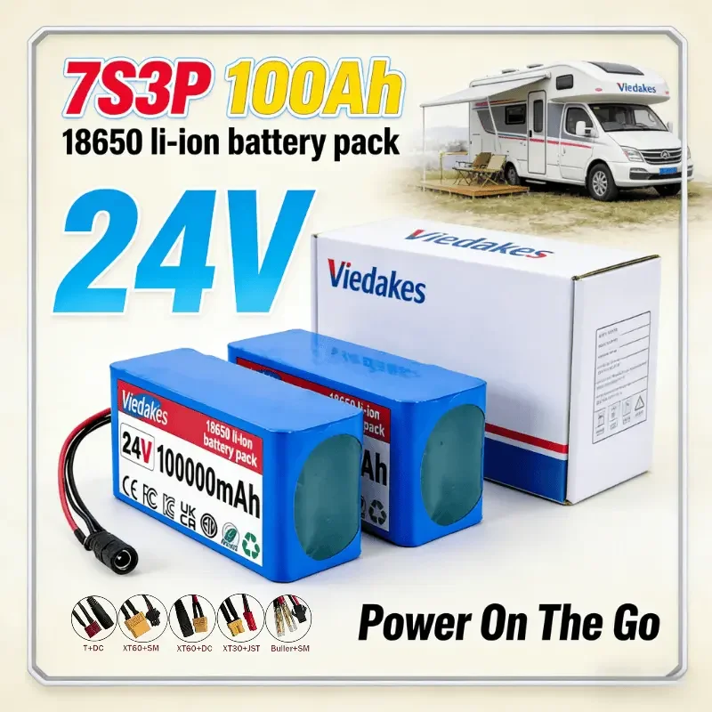 

VIEDAKES 7S3P Battery 24V 18650 100Ah Batería Recargable With Charger Customizable Plug For Scooter Good Endurance