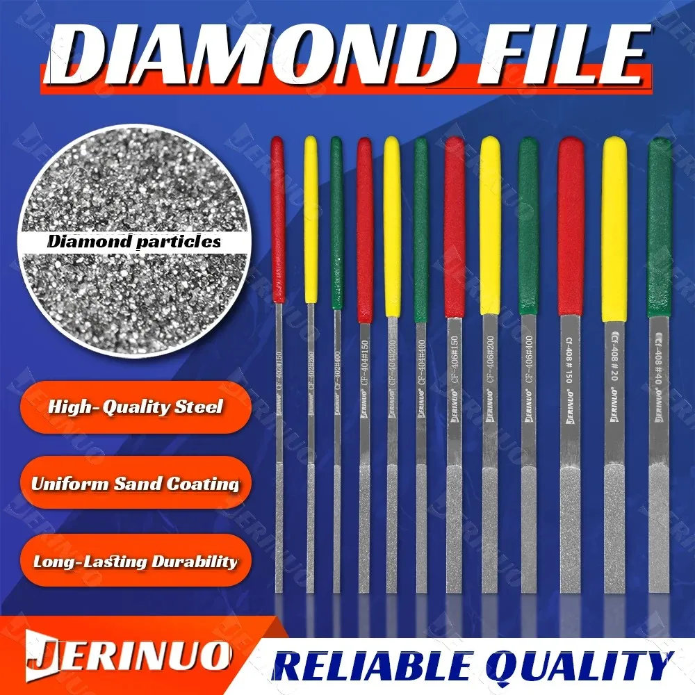 

JERINUO CF400 ультратонкий плоский наклонный набор алмазных напильников прочный прочный 180 мм для шлифовальных форм для обрезки