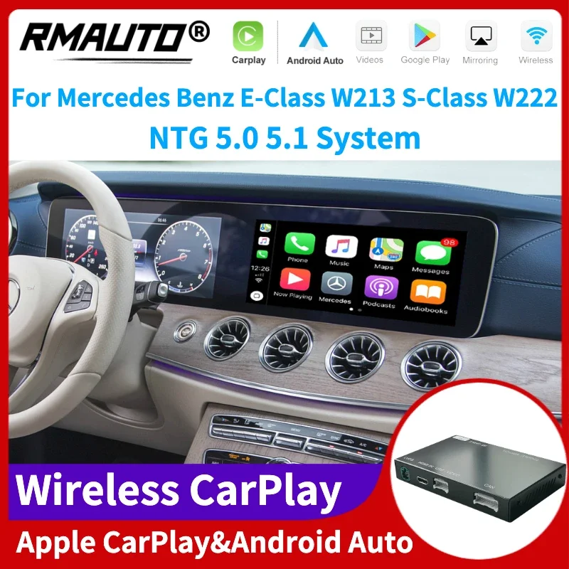 

RMAUTO Wireless Apple CarPlay NTG 5.0 5.1 for Mercedes Benz E-Class W213 S-Class W222 2014-2020 Android Auto Mirror Link AirPlay