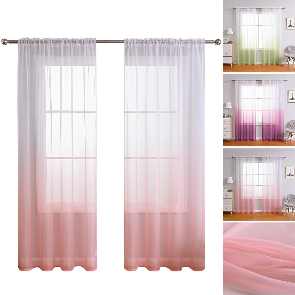 

1PC Outdoor Gradient Sheer Curtain Elegant Sheer Voile Drapes for Front Porch Pergola Patio Home Window Decoration Room Divider