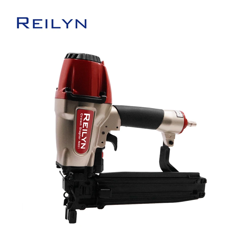 REILYN Pneumatic Stapler N851 16Ga Lightweight Air Brad Nailer for Wall Decorating Roofing Woodworking Tool