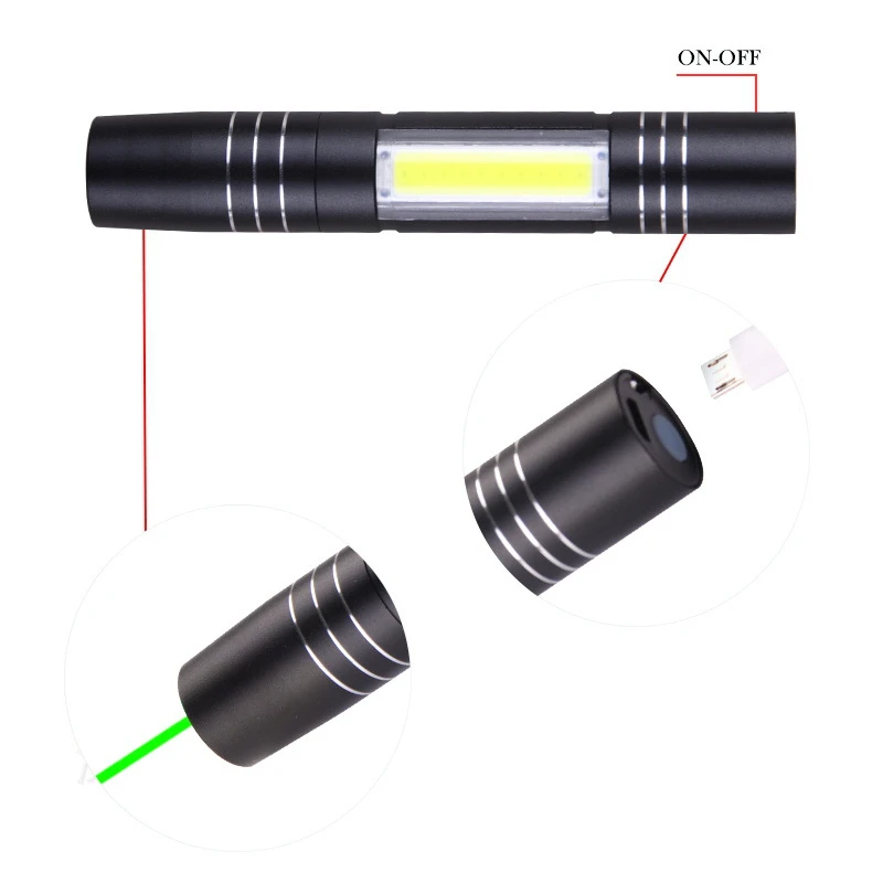 USB Rechargeable Laser Pen Green Sight Constant Bright Lighting Flashlight Durable Stylus for Sales Laser Light Laser Light Ar15