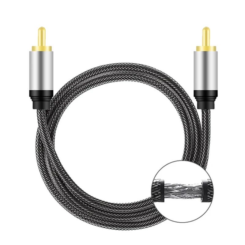 

Coaxial Cable Upgraded RCA Audio Video Cable with Male to Male 24K Gold Plated Plug A/V Extension Shielded Cord for TV Sound Box