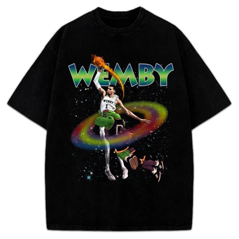 Summer Hot Selling Victor Wembanyama Wemby Space Jam Monstar Dunk 90's Vintage Style T-shirt Short Sleeved T-shirt