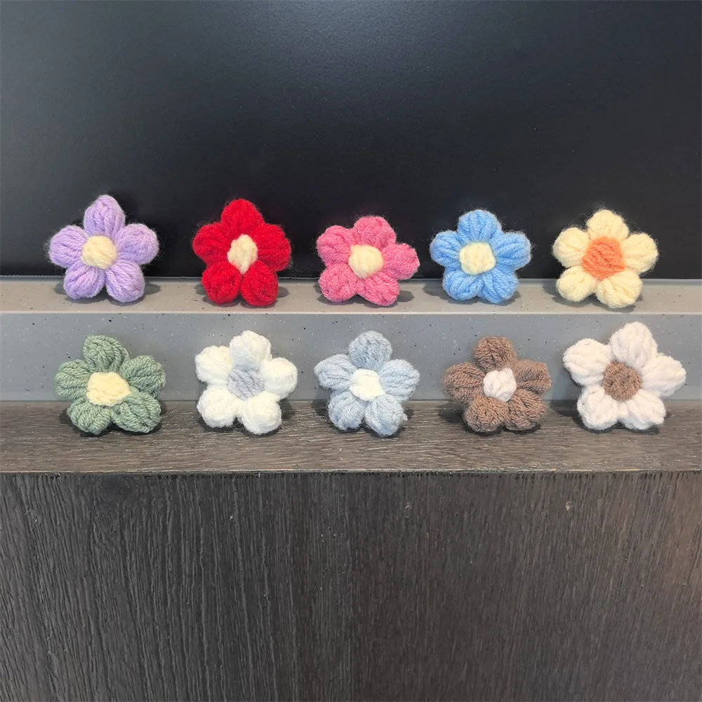 Clog Charm Knitted Flower Removable Creamy Puffy Soft DIY Accessory for Clog Slipper Sandal Holiday Beach Women Girls