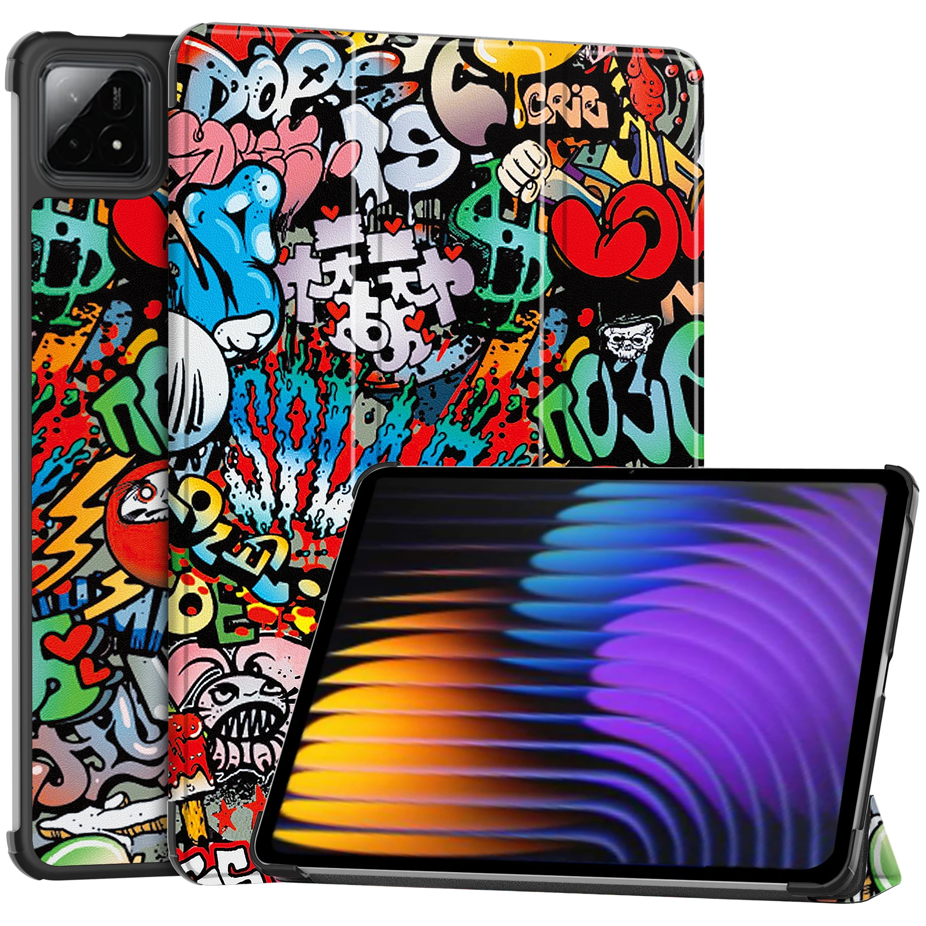 Cute Painted Smart Case For Official Xiaomi Pad 7 Pro 2024 11.2 inch Luxury PU Leather Fold Stand Cover Kids Funda Auto Sleep