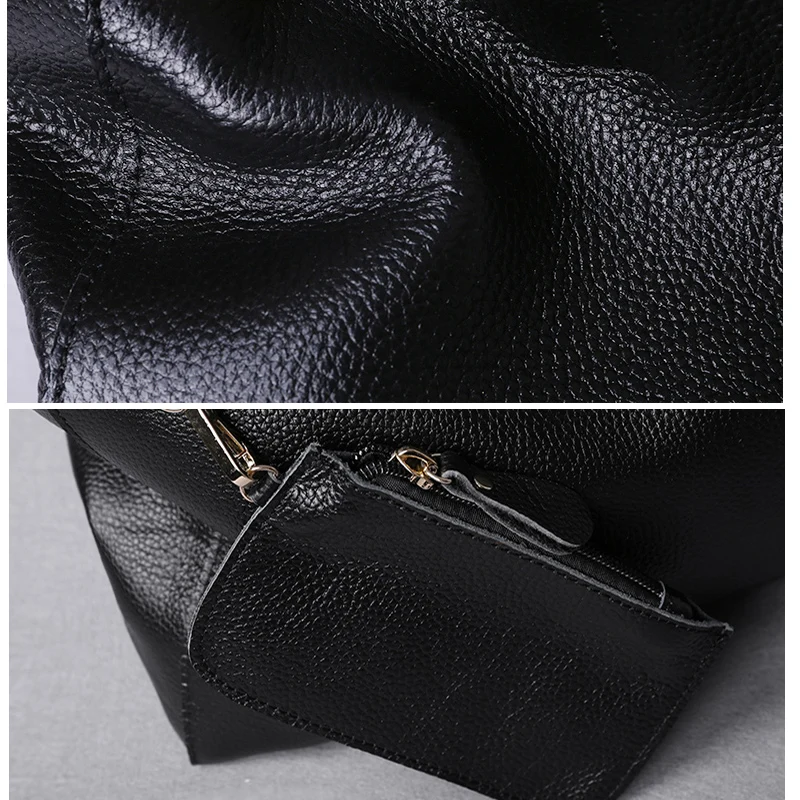 Genuine Leather Bag Women Casual Tote Female Luxury Simple Fashion Handbag Lady Cowhide Leather Daily Use Shoulder Shopping Bag