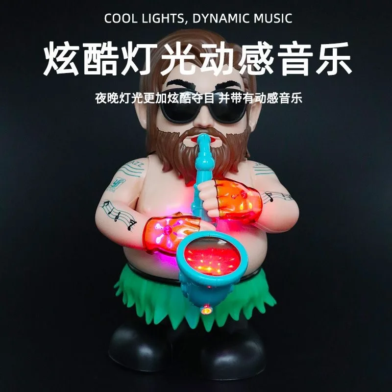Saxofonista de baile eléctrico divertido para niños, oscilante izquierdo y derecho con luces, música, juguetes para niños, regalos de cumpleaños