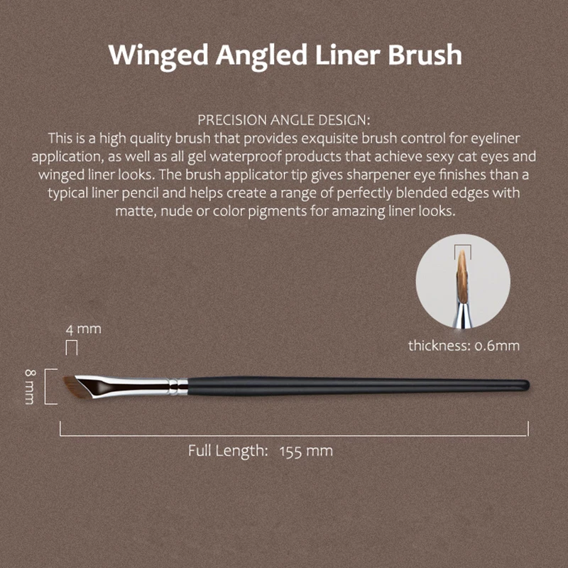 Thin Eye Liner Makeup Brush Winged Unique Shaped Precision Control Smooth Liquid Gel Liner Cosmetic Brush Tool