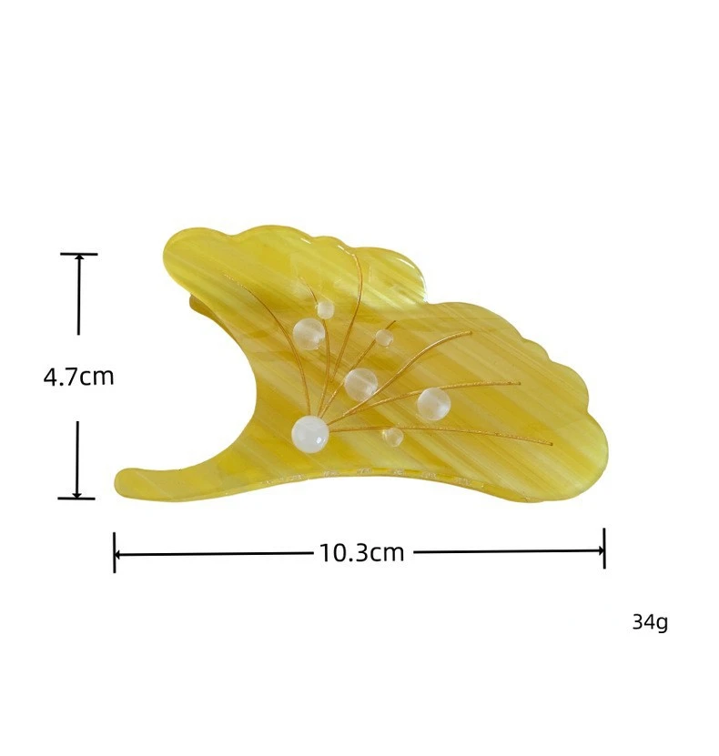 Muweordy New Yellow Ginkgo Leaf Hair Claw Acetate Claw Clip Creative  Leaves Shark Clips Hair Clip Hair Accessories for Women