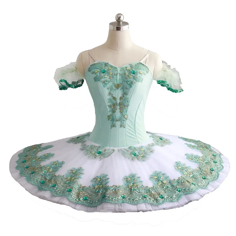

New Coming Kids Girls Performance Competition Wear Green Tutu Ballet Professional