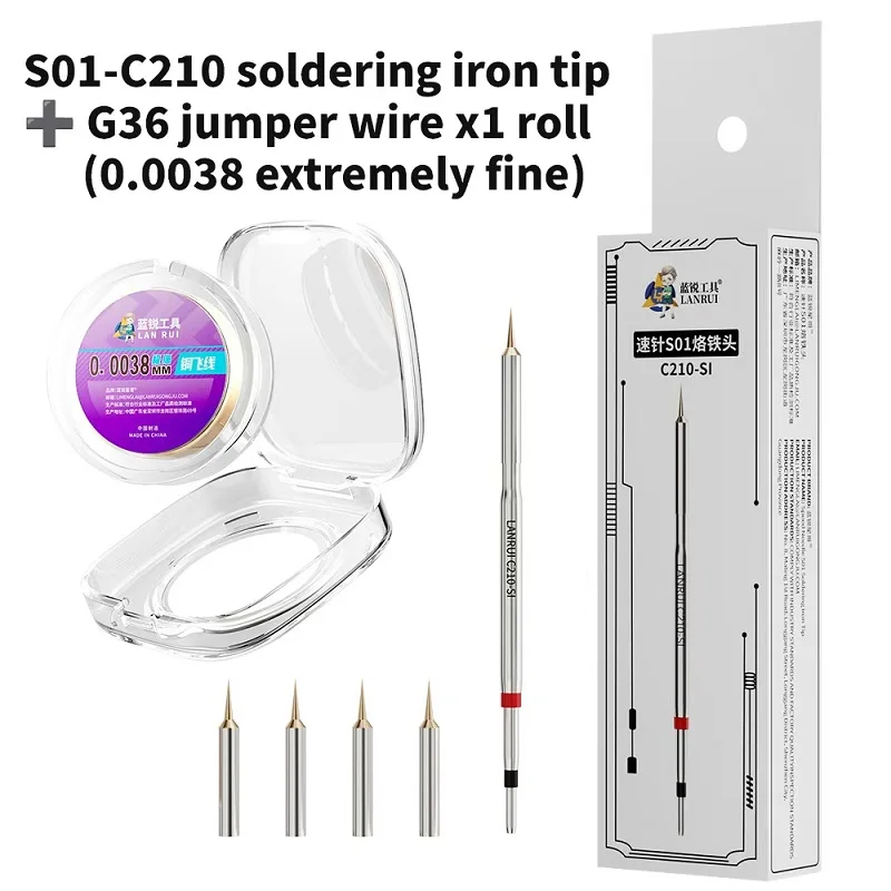 

Lanrui S01 C210 Soldering Iron Tip Pure Copper High Thermal Conductivity Durable for Mobile Phone Motherboard Repair