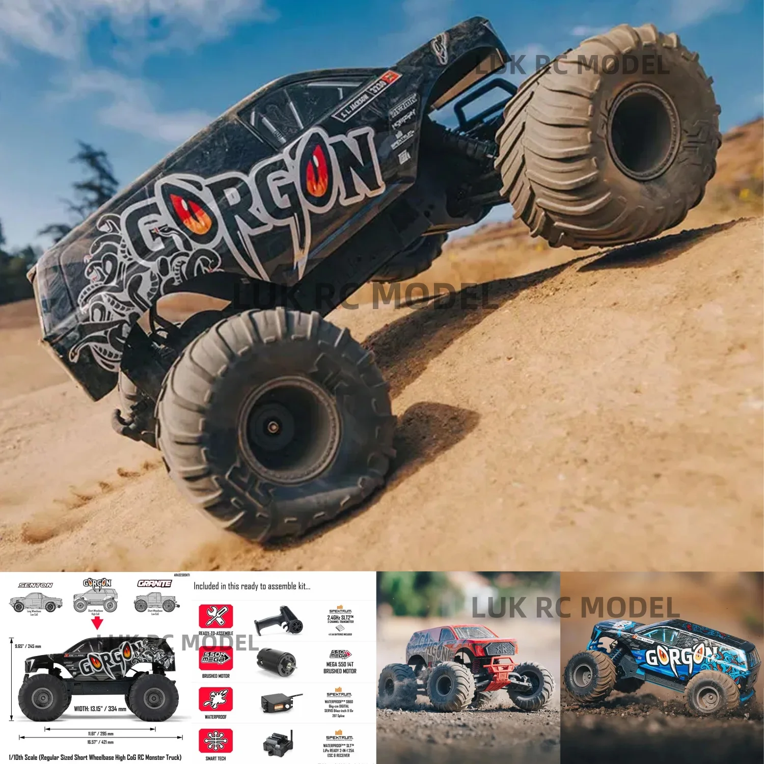 

ARRMA 1:10 GORGON горный велосипед с задним приводом, внедорожный радиоуправляемый автомобиль, электрический модельный автомобиль RTR с защитой от столкновений
