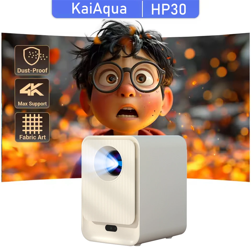 KaiAqua HP30 Pro 580ANSI Projector Android 11 4K 1080P Wifi6 Voice Control Allwinner H713 Electronic Focus BT 5.0 Home Cinema