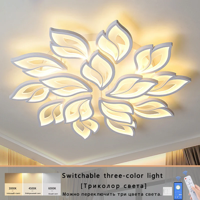 Modern bedroom remote control/smart APP living room LED ceiling lamp white flower acrylic hotel cafe lamp factory direct sales