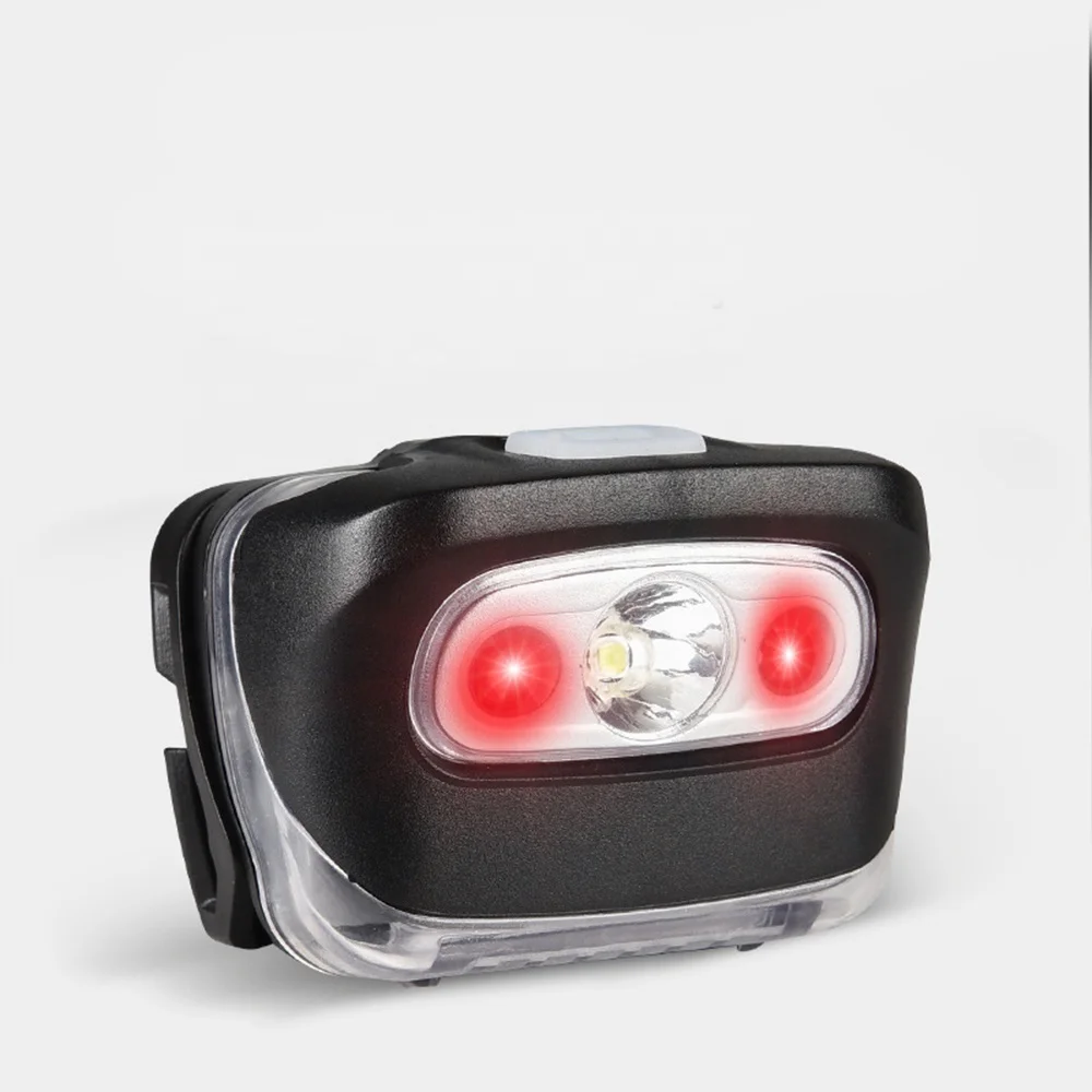 Portable Waterproof Led Headlamp Red Warning Light Head Adjustable Battery Head Light Torch Headlamp AAA or Rechargeable